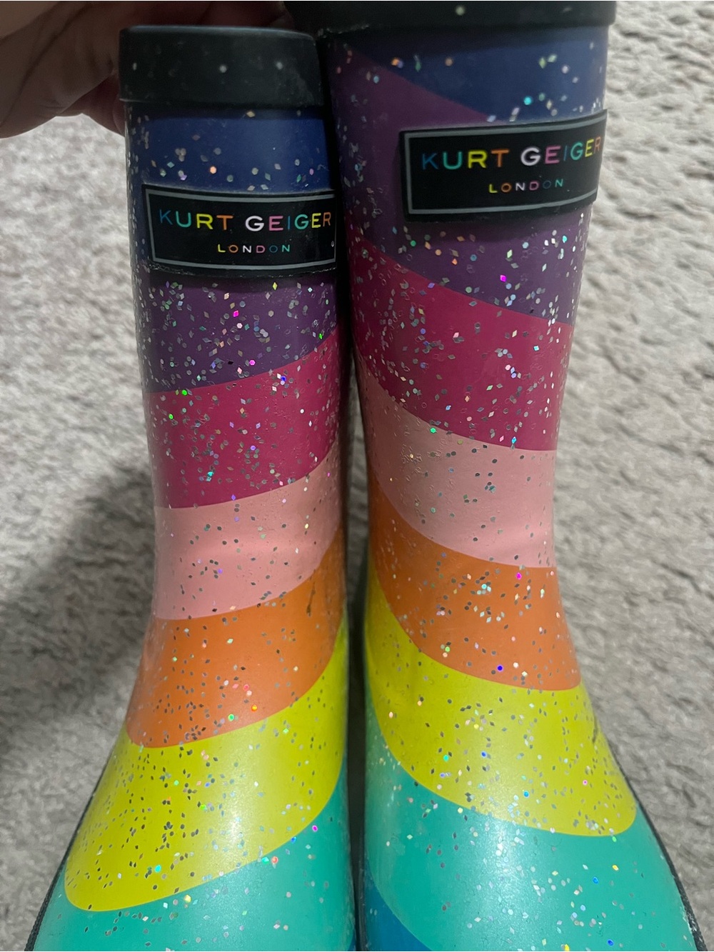 Kurt Geiger Multicolor Glitter Rain Boots sz2